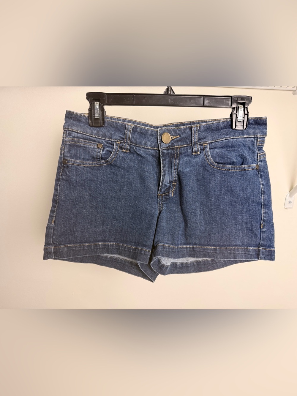 Route 66 Denim Shorts Size 6 Dark Blue Cuffed Hem 5 Pocket Jean Shorts